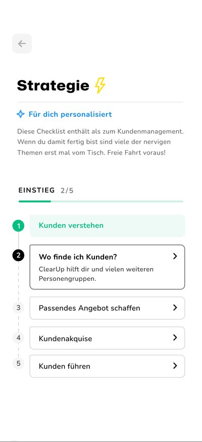 ClearUp App Strategieplanung auf dem Smartphone